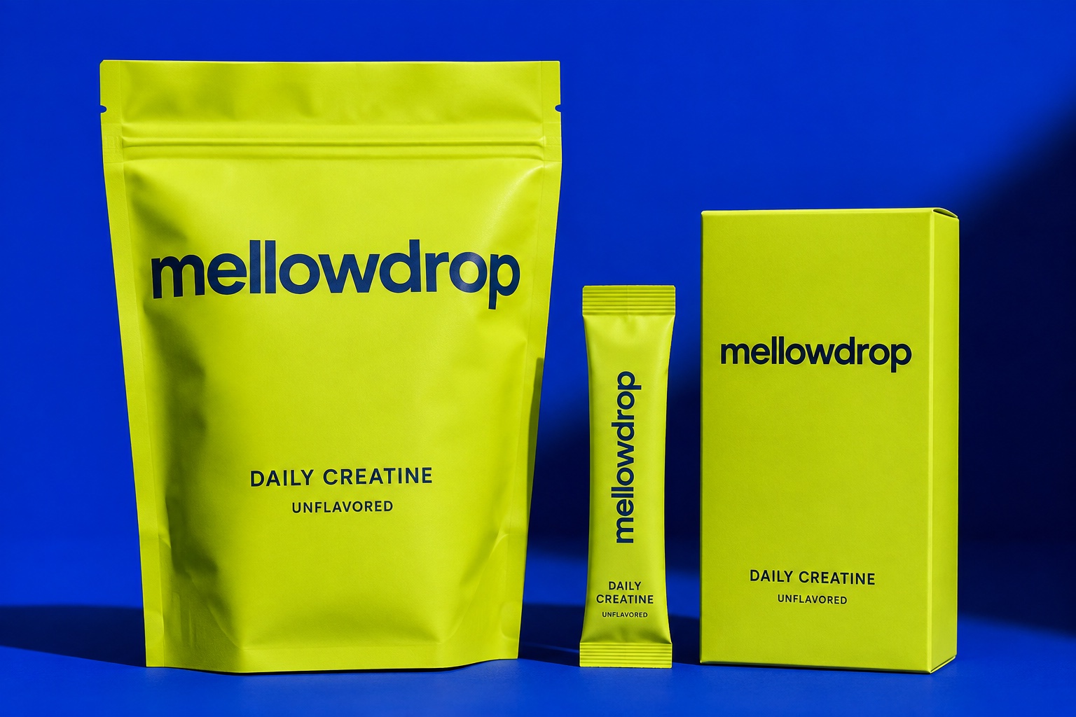 Lime Mellowdrop resealable creatine pouch with its matching collection